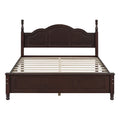Queen Size Wood Platform Bed Frame,Retro Style Platform Bed With Wooden Slat Support,Dark Walnut Walnut Wood