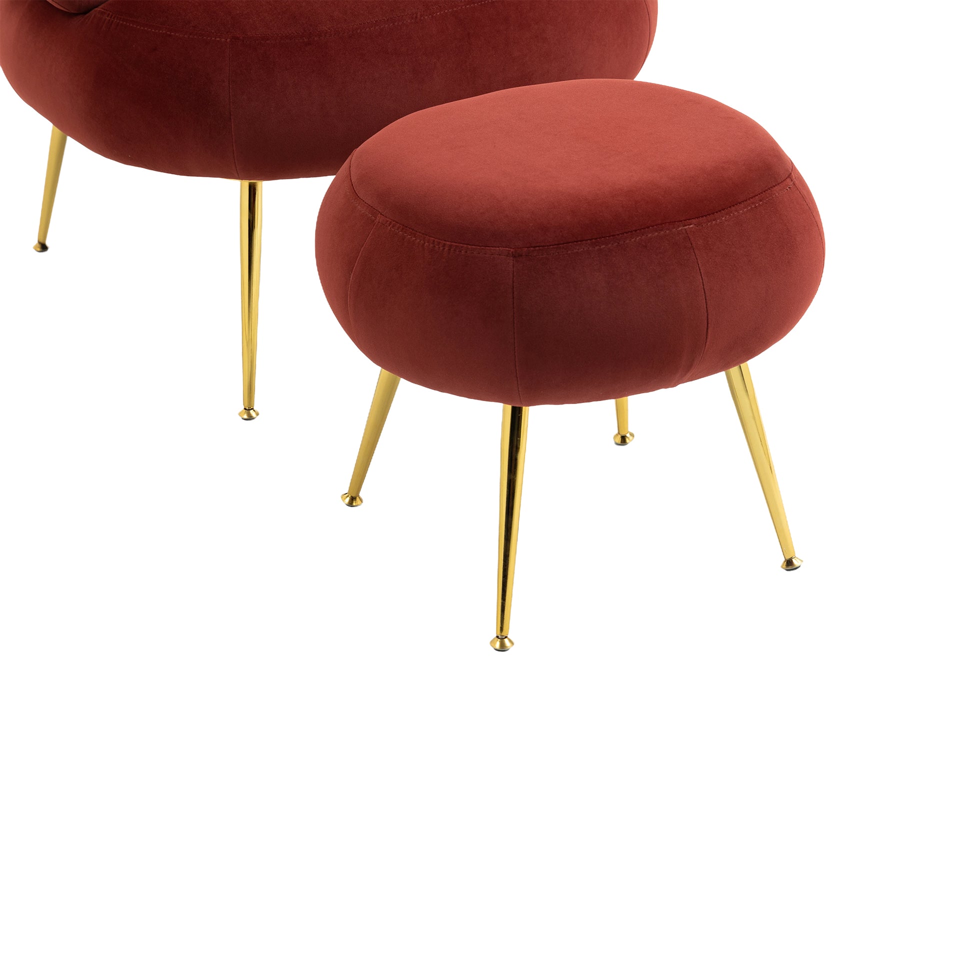 Coolmore Upholstered Velvet Barrel Accent Chair With Ottoman,Accent Comfy Lounge Arm Chair And Footrest Stool Set,Single Sofa Armchair With Lounge Seat For Bedroom,Office Wine Red Wine Red Foam Velvet
