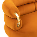 Coolmore Small Loveseat Sofa, Upholstered Mini Couch With Curved Backrest With Stylish Golden Decor, Small Comfy Beautiful Seat Leisure Accent Couch For Living Room, Bedroom, Office Orange Orange Foam Velvet