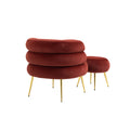Coolmore Upholstered Velvet Barrel Accent Chair With Ottoman,Accent Comfy Lounge Arm Chair And Footrest Stool Set,Single Sofa Armchair With Lounge Seat For Bedroom,Office Wine Red Wine Red Foam Velvet