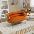 Coolmore Small Loveseat Sofa, Upholstered Mini Couch With Curved Backrest With Stylish Golden Decor, Small Comfy Beautiful Seat Leisure Accent Couch For Living Room, Bedroom, Office Orange Orange Foam Velvet