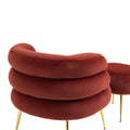 Coolmore Upholstered Velvet Barrel Accent Chair With Ottoman,Accent Comfy Lounge Arm Chair And Footrest Stool Set,Single Sofa Armchair With Lounge Seat For Bedroom,Office Wine Red Wine Red Foam Velvet
