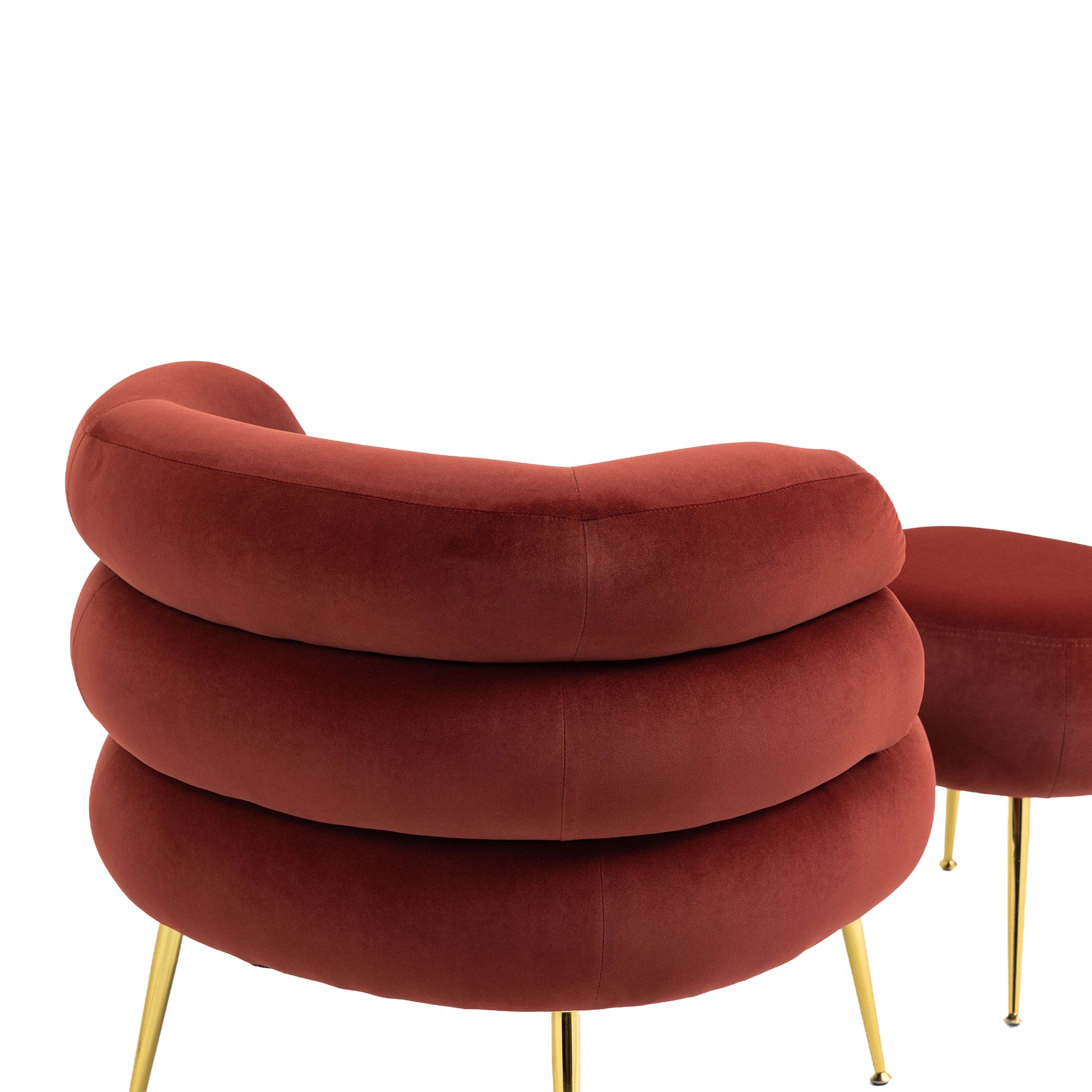 Coolmore Upholstered Velvet Barrel Accent Chair With Ottoman,Accent Comfy Lounge Arm Chair And Footrest Stool Set,Single Sofa Armchair With Lounge Seat For Bedroom,Office Wine Red Wine Red Foam Velvet