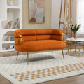 Coolmore Small Loveseat Sofa, Upholstered Mini Couch With Curved Backrest With Stylish Golden Decor, Small Comfy Beautiful Seat Leisure Accent Couch For Living Room, Bedroom, Office Orange Orange Foam Velvet