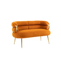 Coolmore Small Loveseat Sofa, Upholstered Mini Couch With Curved Backrest With Stylish Golden Decor, Small Comfy Beautiful Seat Leisure Accent Couch For Living Room, Bedroom, Office Orange Orange Foam Velvet