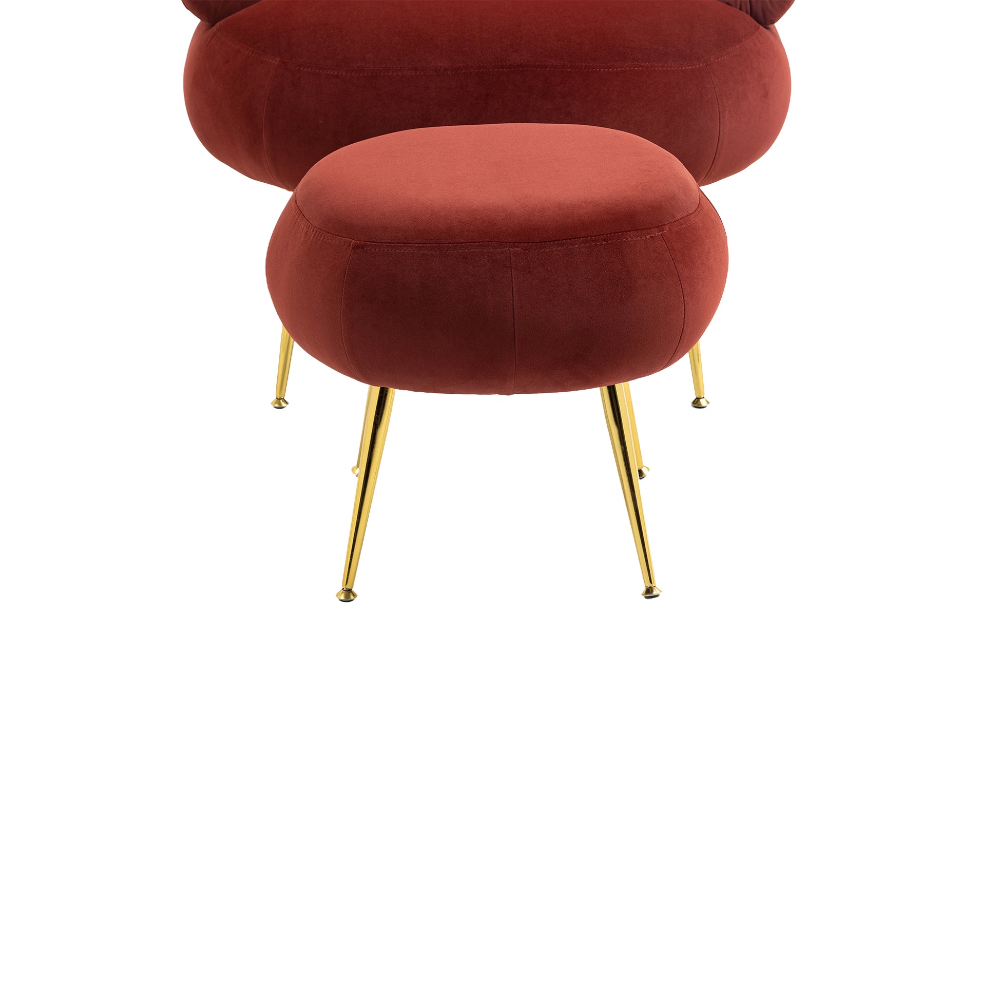 Coolmore Upholstered Velvet Barrel Accent Chair With Ottoman,Accent Comfy Lounge Arm Chair And Footrest Stool Set,Single Sofa Armchair With Lounge Seat For Bedroom,Office Wine Red Wine Red Foam Velvet