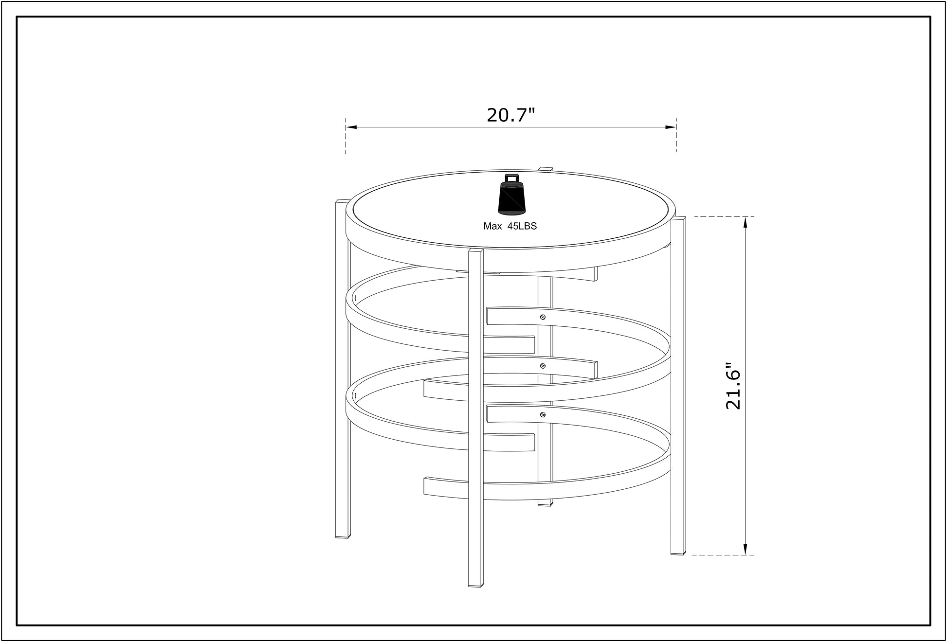 Modern Round End Table With Sintered Stone Top, Chrome Silver End Table For Living Room 20.67''W X 20.67''D X 21.65''H Silver Iron