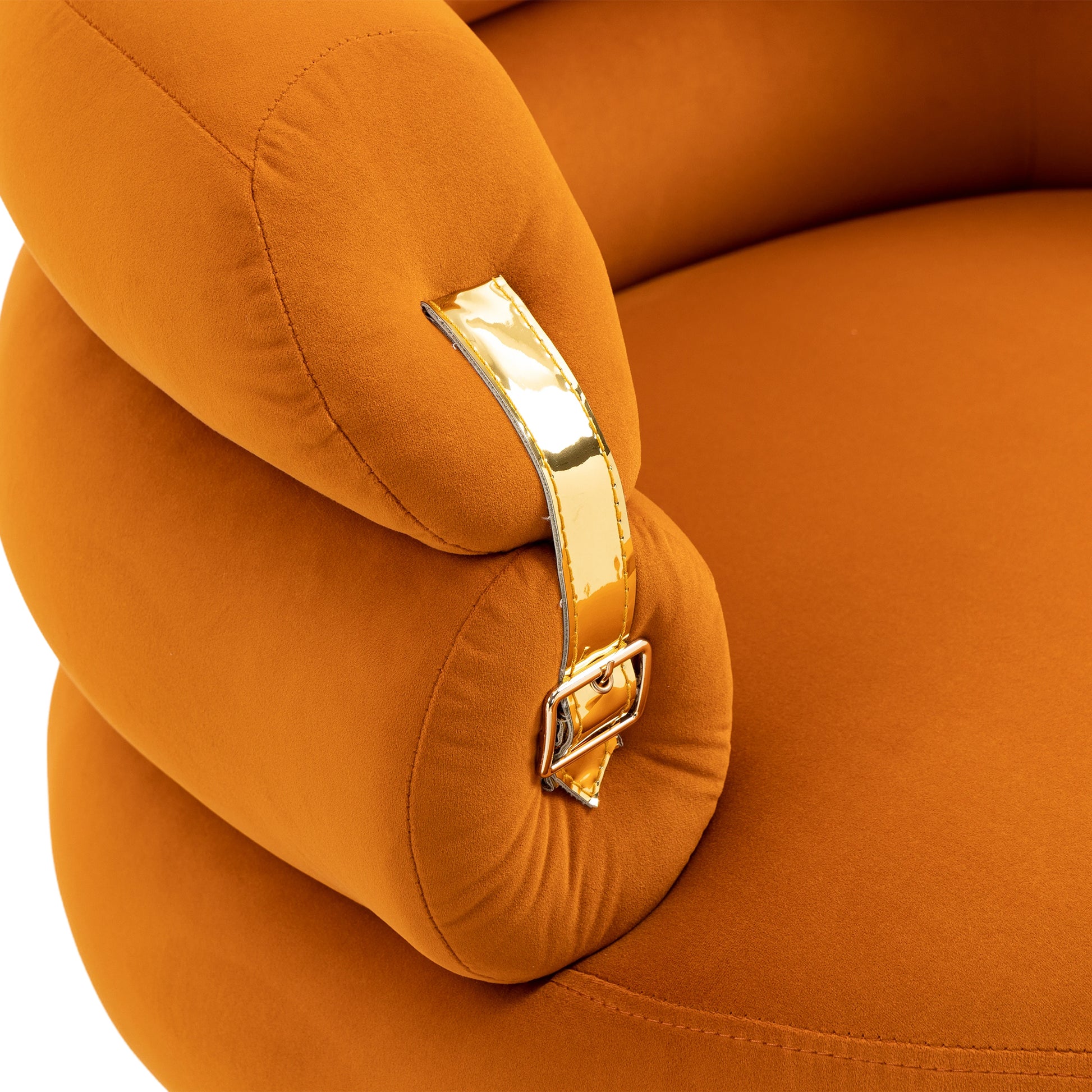 Coolmore Upholstered Velvet Barrel Accent Chair With Ottoman,Accent Comfy Lounge Arm Chair And Folding Footrest Stool Set,Single Sofa Armchair With Lounge Seat For Bedroom,Office Orange Orange Foam Velvet