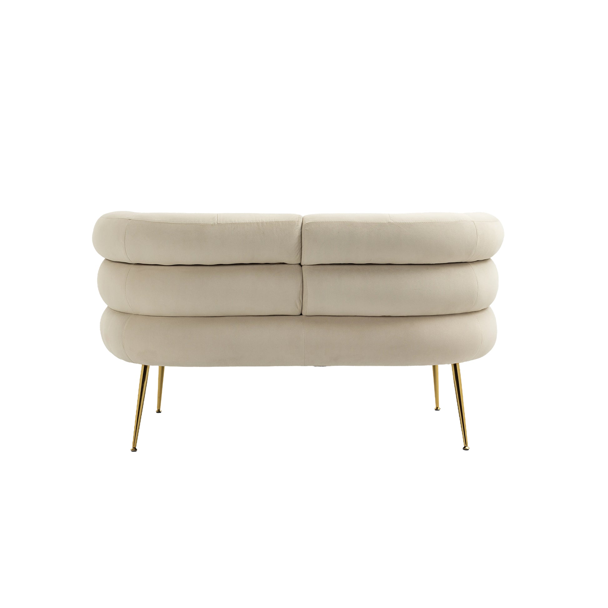 Coolmore Small Loveseat Sofa, Upholstered Mini Couch With Curved Backrest With Stylish Golden Decor, Small Comfy Beautiful Seat Leisure Accent Couch For Living Room, Bedroom, Office Beige Beige Foam Velvet