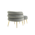 Coolmore Upholstered Velvet Barrel Accent Chair With Ottoman,Accent Comfy Lounge Arm Chair And Folding Footrest Stool Set,Single Sofa Armchair With Lounge Seat For Bedroom,Office Gray Gray Foam Velvet