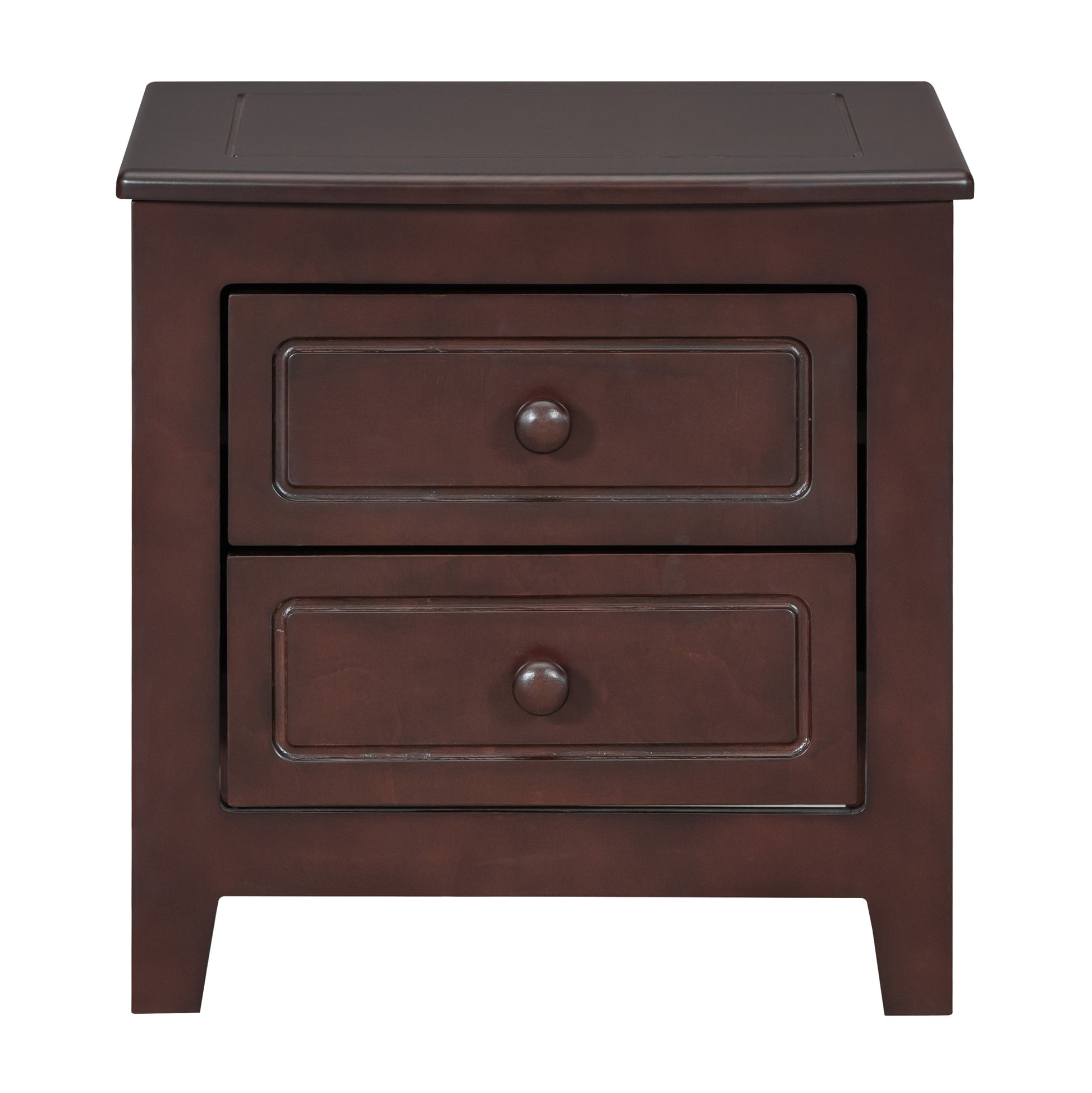 3 Pieces Bedroom Sets,Queen Size Wood Platform Bed And Two Nightstands Dark Walnut Walnut Wood