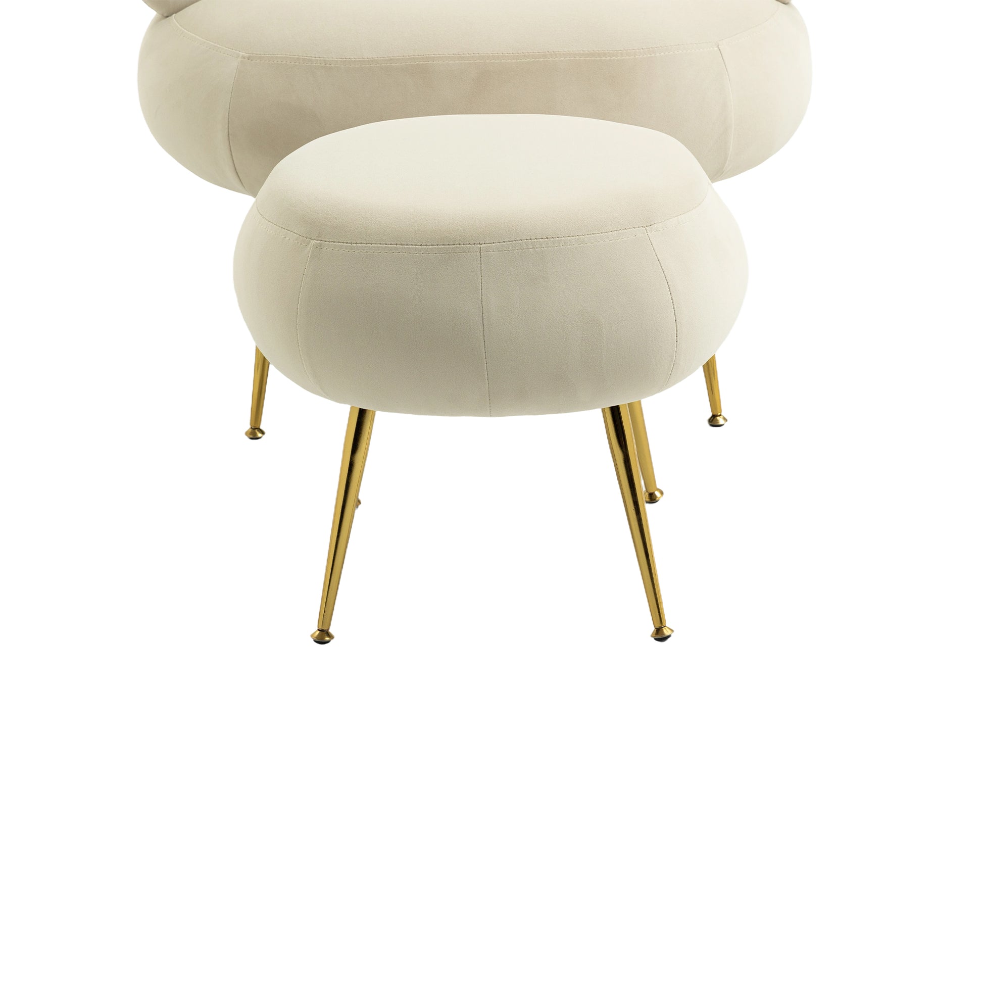 Coolmore Upholstered Velvet Barrel Accent Chair With Ottoman,Accent Comfy Lounge Arm Chair And Footrest Stool Set,Single Sofa Armchair With Lounge Seat For Bedroom,Office Beige Beige Foam Velvet