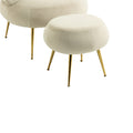 Coolmore Upholstered Velvet Barrel Accent Chair With Ottoman,Accent Comfy Lounge Arm Chair And Footrest Stool Set,Single Sofa Armchair With Lounge Seat For Bedroom,Office Beige Beige Foam Velvet