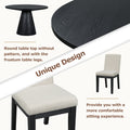 5 Piece Dining Set Retro Round Table With 4 Upholstered Chairs For Living Room, Dining Room Black Black Rubber Wood