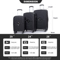 Expandable Hardshell Suitcase Double Spinner Wheels Pp Luggage Sets Lightweight Durable Suitcase With Tsa Lock,3 Piece Set 20 24 28 ,Black Black Polypropylene