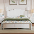 Queen Size Wood Platform Bed Frame,Retro Style Platform Bed With Wooden Slat Support,White White Wood
