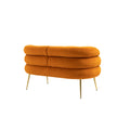 Coolmore Small Loveseat Sofa, Upholstered Mini Couch With Curved Backrest With Stylish Golden Decor, Small Comfy Beautiful Seat Leisure Accent Couch For Living Room, Bedroom, Office Orange Orange Foam Velvet