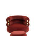 Coolmore Upholstered Velvet Barrel Accent Chair With Ottoman,Accent Comfy Lounge Arm Chair And Footrest Stool Set,Single Sofa Armchair With Lounge Seat For Bedroom,Office Wine Red Wine Red Foam Velvet
