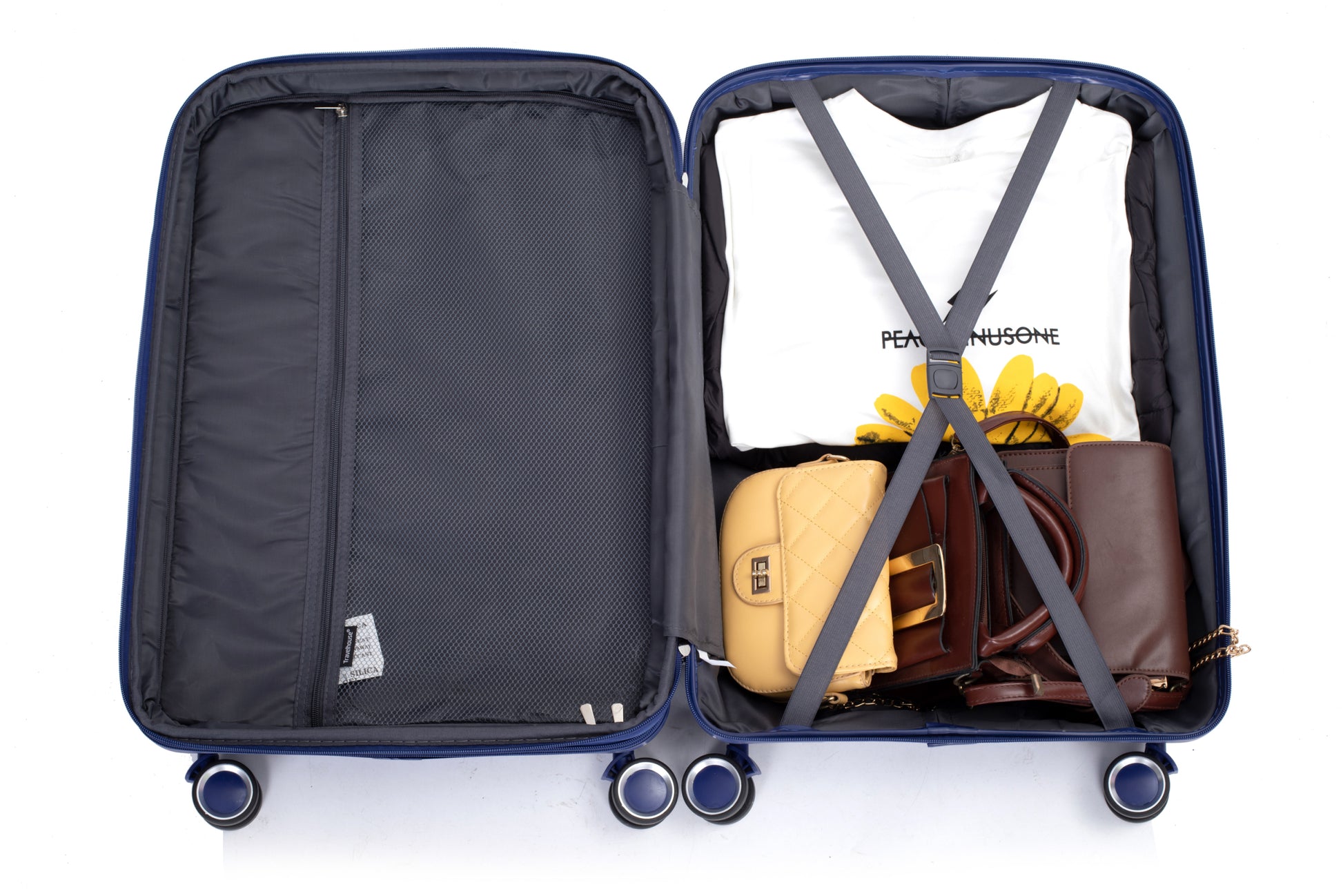 Expandable Hardshell Suitcase Double Spinner Wheels Pp Luggage Sets Lightweight Durable Suitcase With Tsa Lock,3 Piece Set 20 24 28 ,Navy Navy Polypropylene