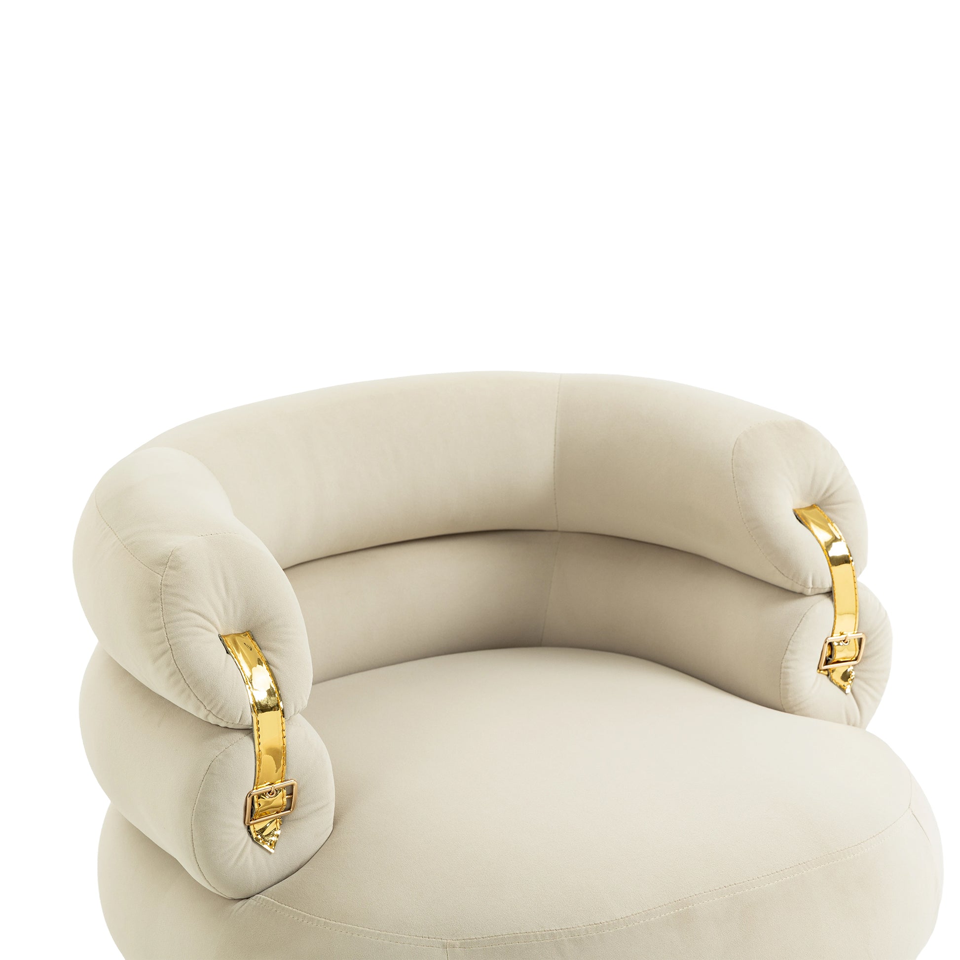 Coolmore Upholstered Velvet Barrel Accent Chair With Ottoman,Accent Comfy Lounge Arm Chair And Footrest Stool Set,Single Sofa Armchair With Lounge Seat For Bedroom,Office Beige Beige Foam Velvet