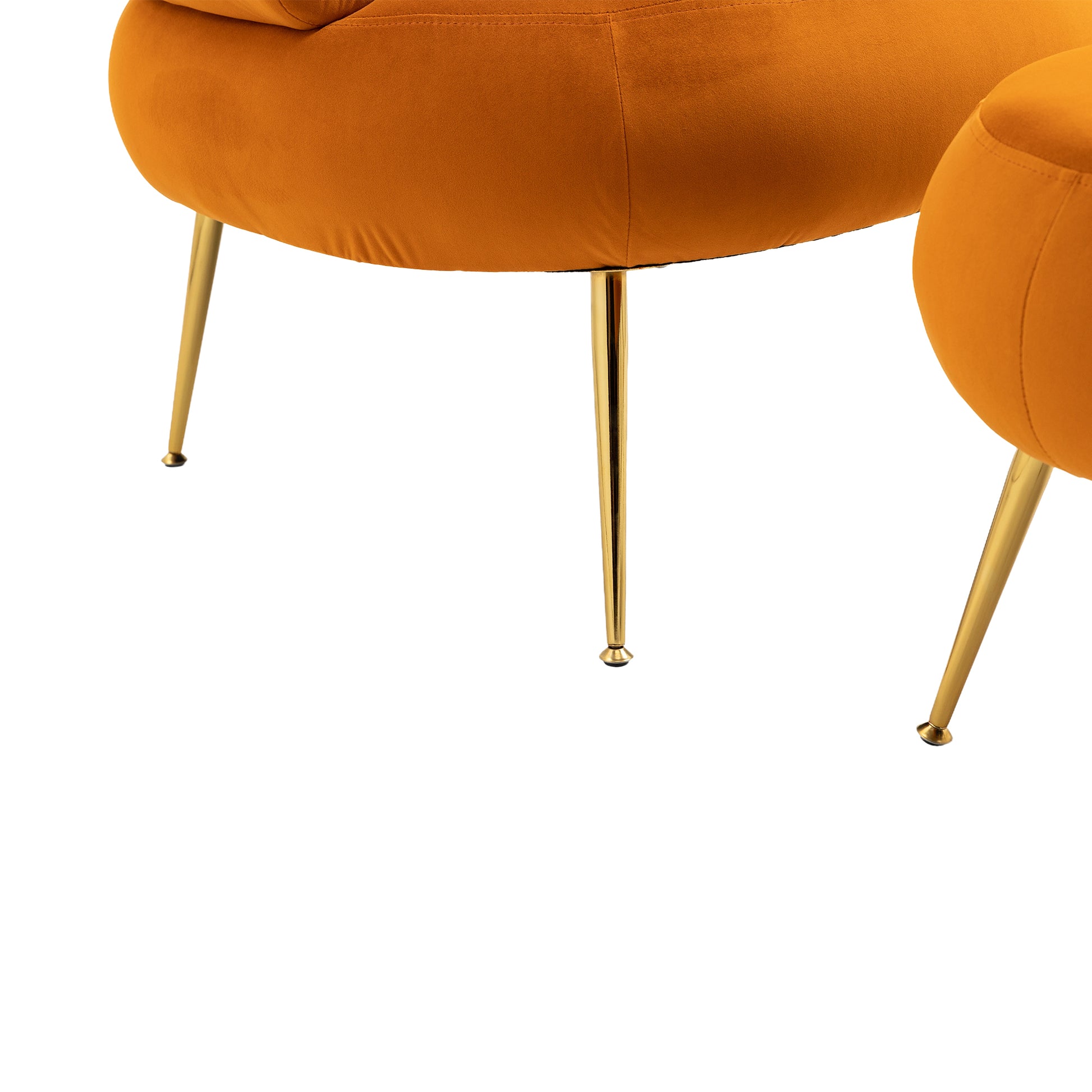 Coolmore Upholstered Velvet Barrel Accent Chair With Ottoman,Accent Comfy Lounge Arm Chair And Folding Footrest Stool Set,Single Sofa Armchair With Lounge Seat For Bedroom,Office Orange Orange Foam Velvet