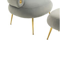 Coolmore Upholstered Velvet Barrel Accent Chair With Ottoman,Accent Comfy Lounge Arm Chair And Folding Footrest Stool Set,Single Sofa Armchair With Lounge Seat For Bedroom,Office Gray Gray Foam Velvet