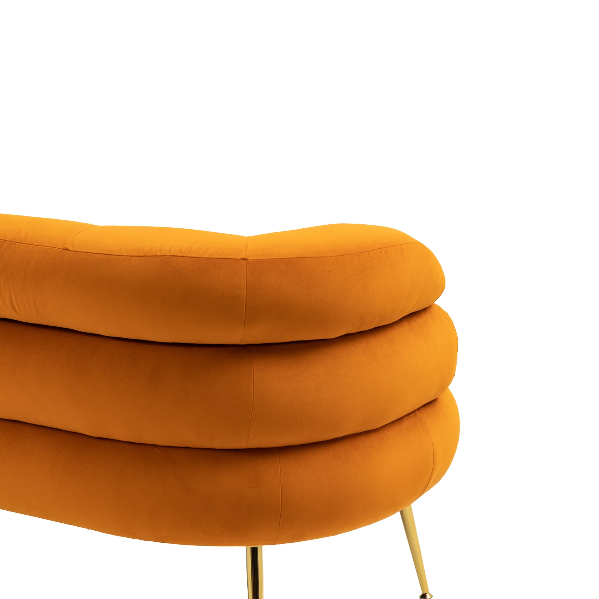 Coolmore Small Loveseat Sofa, Upholstered Mini Couch With Curved Backrest With Stylish Golden Decor, Small Comfy Beautiful Seat Leisure Accent Couch For Living Room, Bedroom, Office Orange Orange Foam Velvet