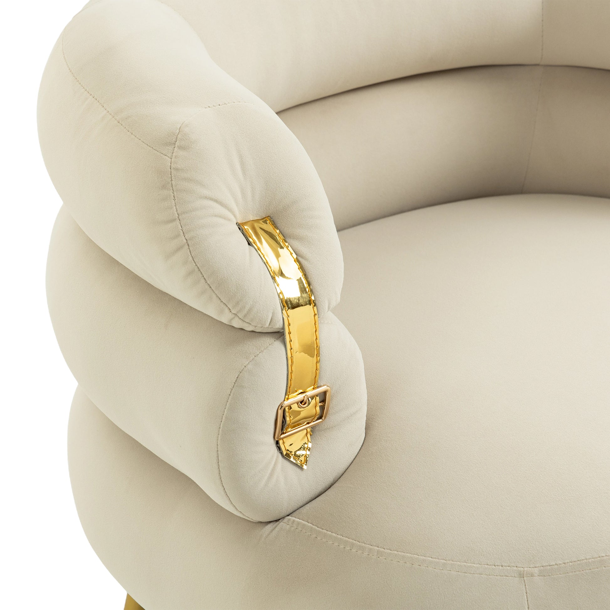 Coolmore Upholstered Velvet Barrel Accent Chair With Ottoman,Accent Comfy Lounge Arm Chair And Footrest Stool Set,Single Sofa Armchair With Lounge Seat For Bedroom,Office Beige Beige Foam Velvet
