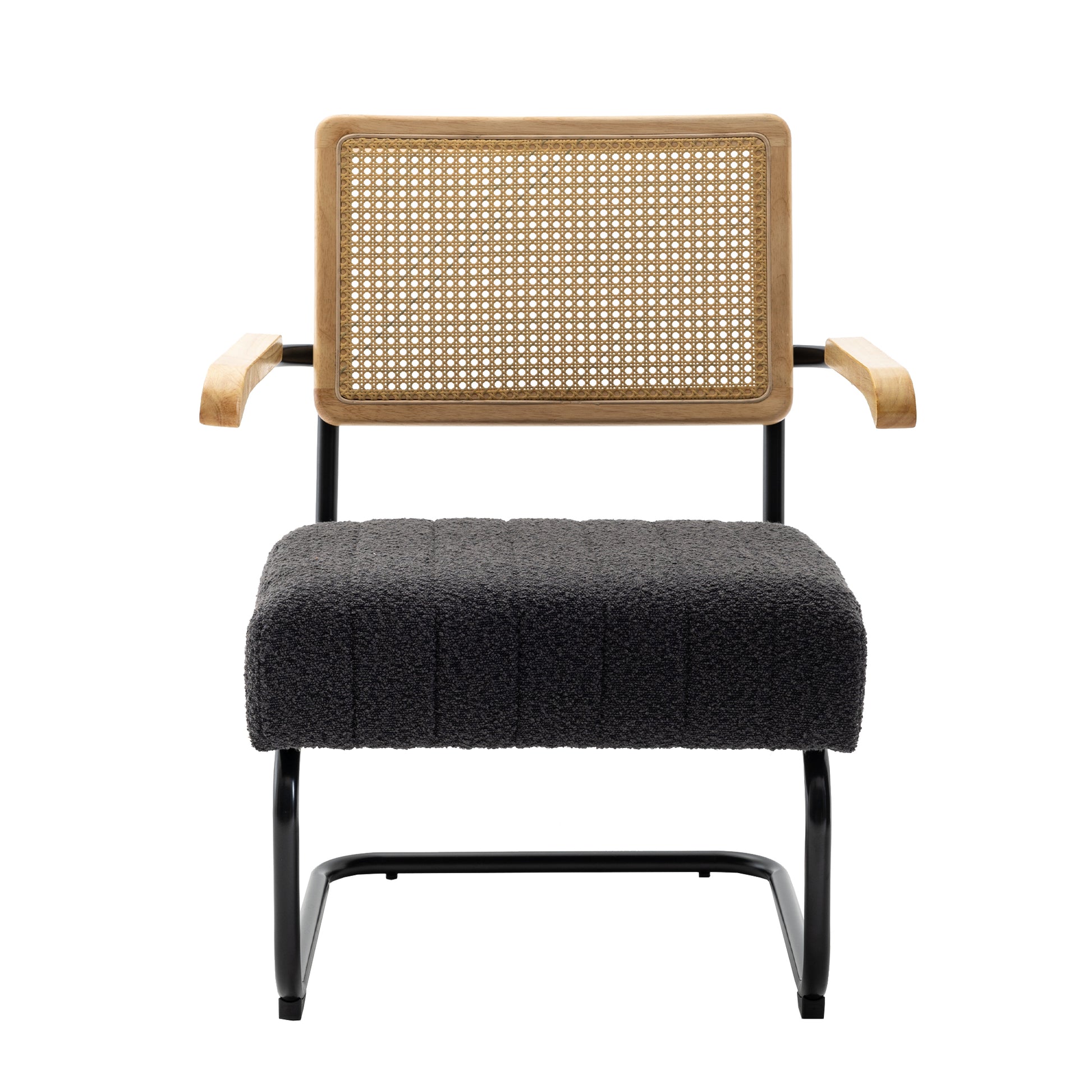 Coolmore Accent Chair Modern Industrial Slant Armchair With Metal Frame Premium High Density Soft Single Chair For Living Room Bedroom Carbon Black Boucle