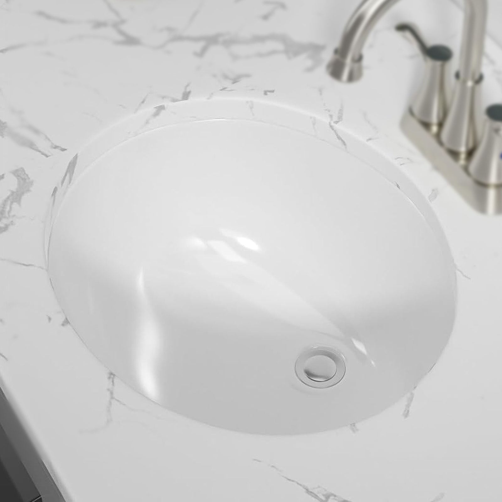 19"X16" Oval Shape Undermount Bathroom Sink Modern Pure White Porcelain Ceramic Lavatory Vanity Sink Basin With Overflow White Ceramic