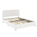 Same As B083119690 Liv Queen Size Ivory Boucle Upholstered Platform Bed With Patented 4 Drawers Storage, Curved Stitched Tufted Headboard, Wooden Slat Mattress Support, No Box Spring Needed Box