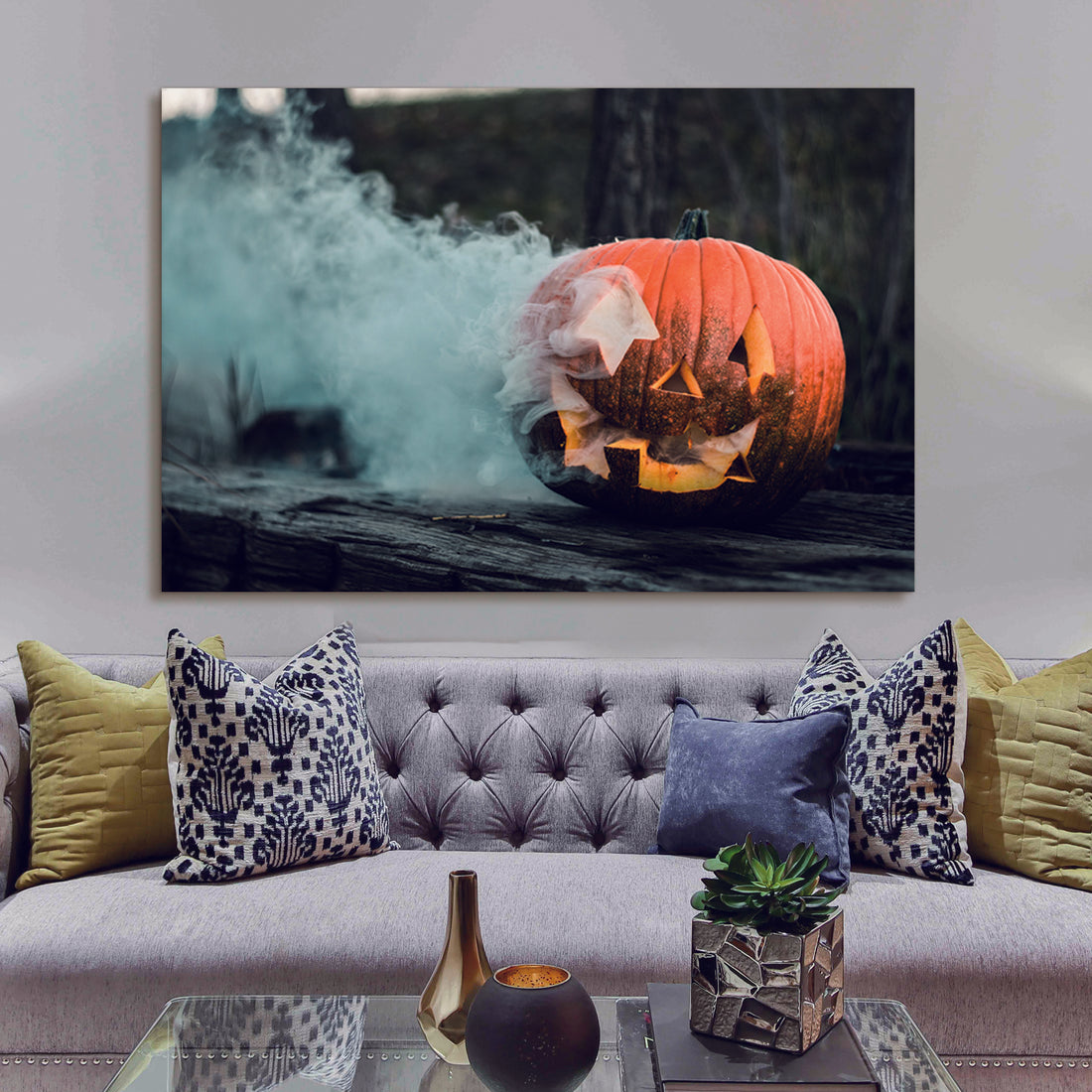 1 Pcs Drop Ping Framed Canvas Wall Art Decor Painting For Halloween, Skeleton With Jack O Lanterns Painting For Halloween Gift, 4028Inch Thickness 1.5Inch Rectangle Framed Multicolor Halloween Oversized 41In Canvas Cultures And Diasporas