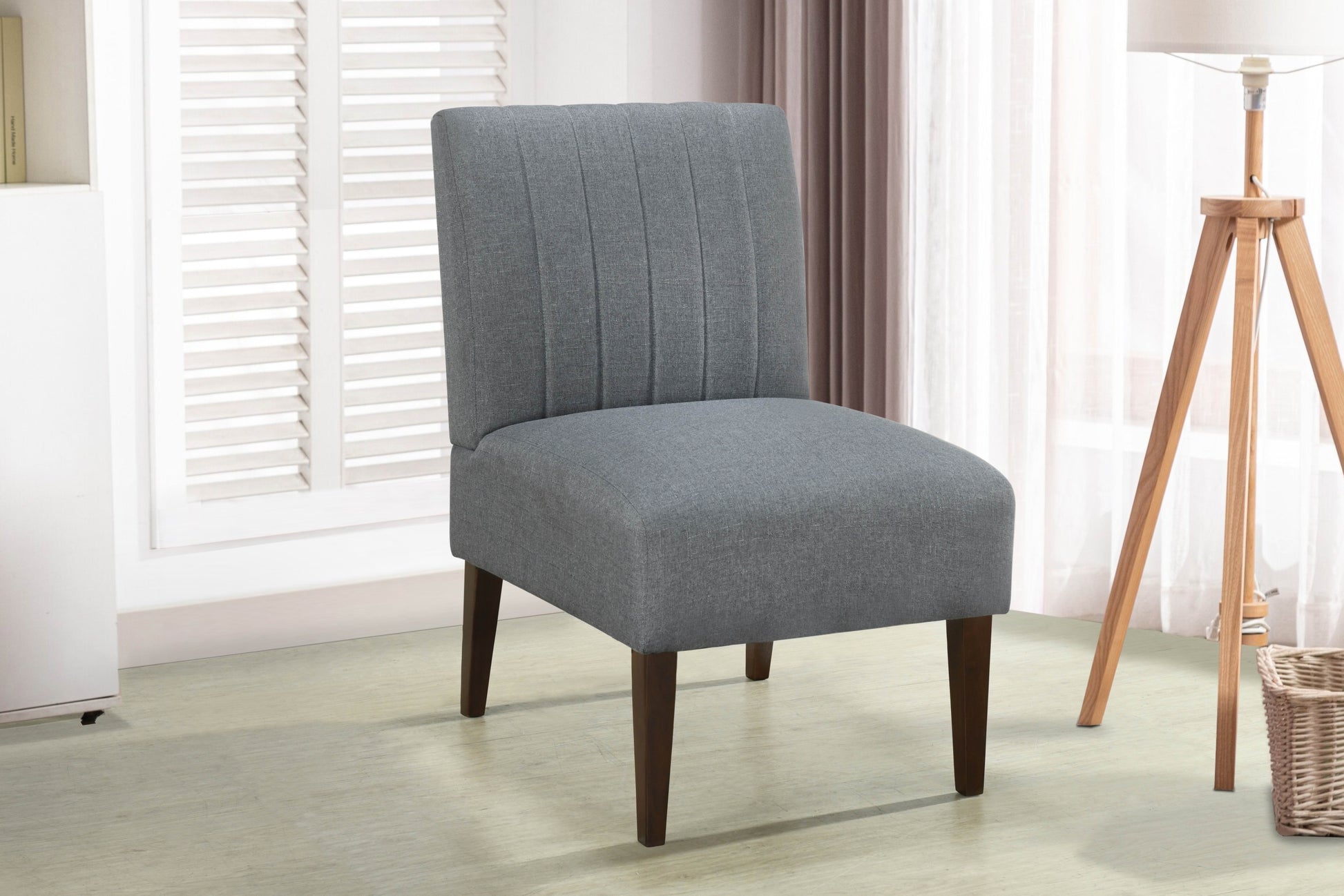 Stylish Comfortable Accent Chair 1Pc Gray Fabric Upholstered Plush Seating Living Room Furniture Armless Chair Gray Primary Living Space Wood