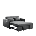 Convertible Sofa Bed, 3 In 1 Versatile Velvet Double Sofa With Pullout Bed, Seat With Adjustable Backrest, Lumbar Pillows, And Living Room Side Pockets, 54 Inch, Grey Brown Wood Primary Living Space Delicate Duty Eucalyptus 2 Seat Grey Velvet Soft Pillow