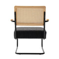 Coolmore Accent Chair Modern Industrial Slant Armchair With Metal Frame Premium High Density Soft Single Chair For Living Room Bedroom Carbon Black Boucle