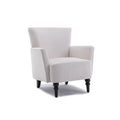 Armchair Modern Accent Sofa Chair With Linen Surface,Leisure Chair With Solid Wood Feet For Living Room Bedroom Studio,White White Upholstered Linen