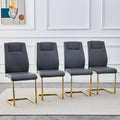 Modern Dining Chairs, Restaurant Chairs, And Gold Legged Upholstered Chairs Made Of Artificial Leather, Suitable For Kitchens, Living Rooms, Bedrooms, And Offices. Set Of 4 Pieces Gray Pu C 001 Gray Pu