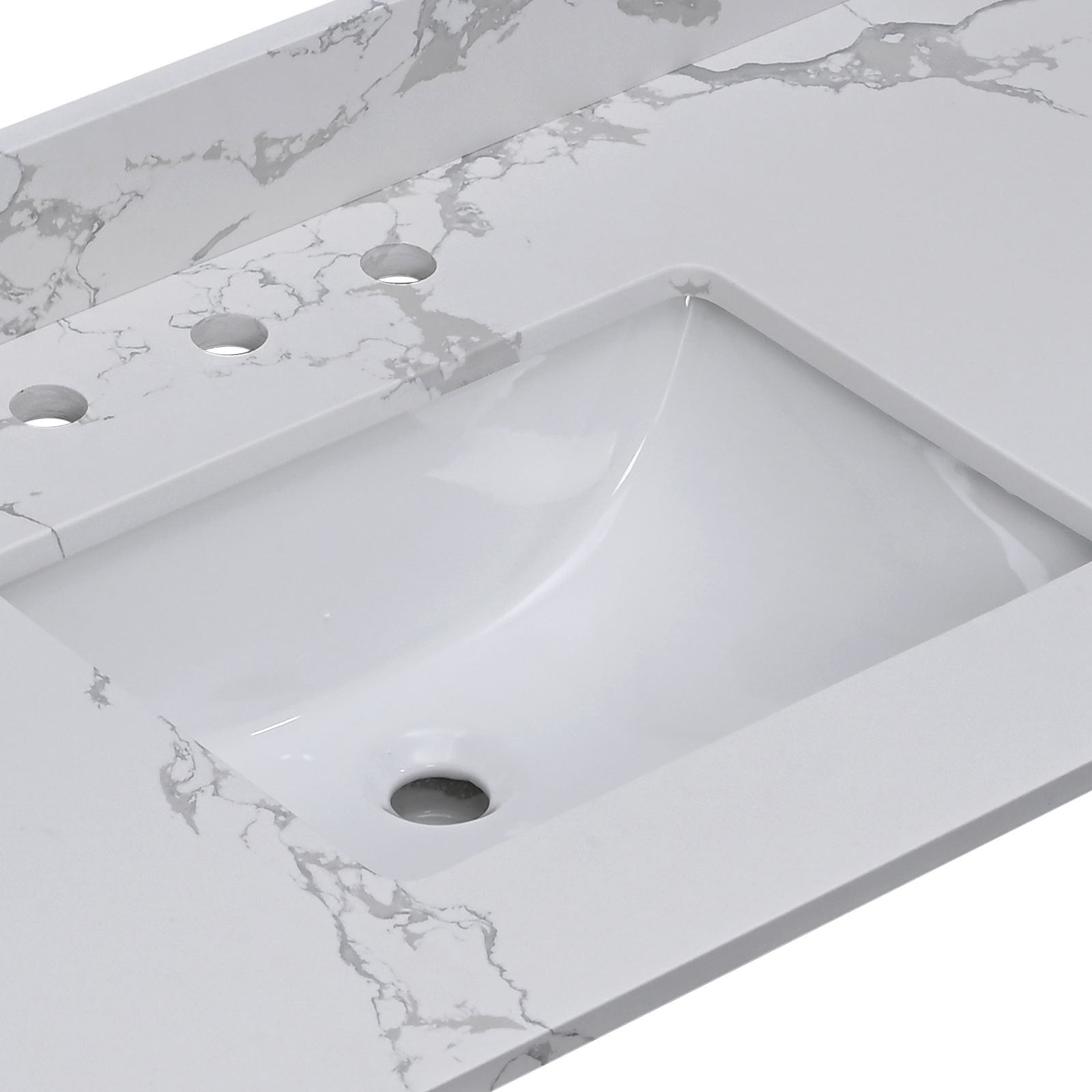 Bathroom Sink Rectangle Deep Bowl Pure White Porcelain Ceramic Lavatory Vanity Sink Basin With Overflow White Ceramic