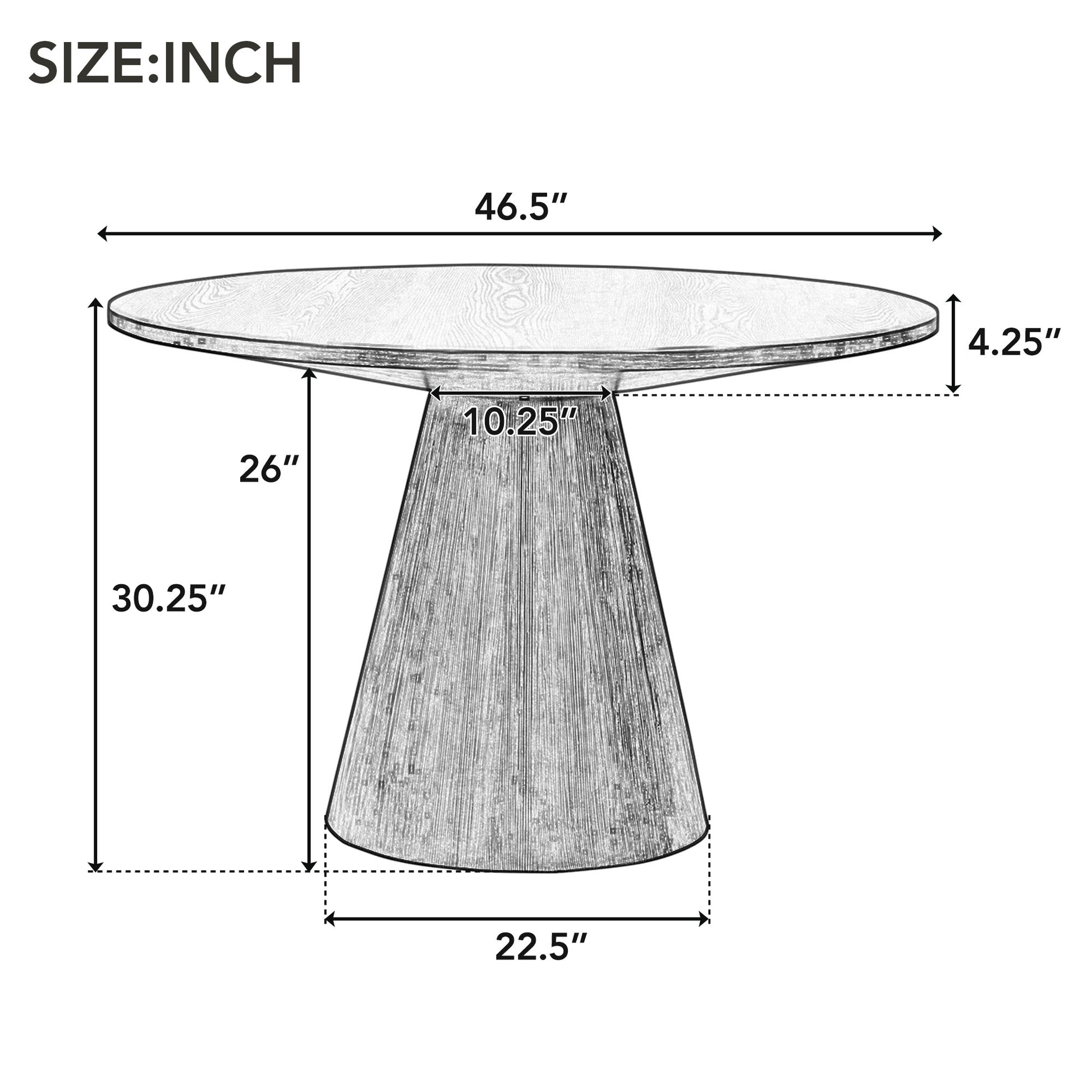 Retro Round Dining Table Minimalist Elegant Table For Living Room, Dining Room Black Black Rubber Wood
