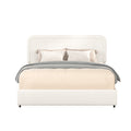 Liv Patented 2 Drawers Storage Bed Queen Size Ivory Boucle Upholstered Platform Bed, Curved Stitched Tufted Headboard, Wooden Slat Mattress Support, No Box Spring Needed Box Spring Not Required Queen Ivory Metal Bedroom
