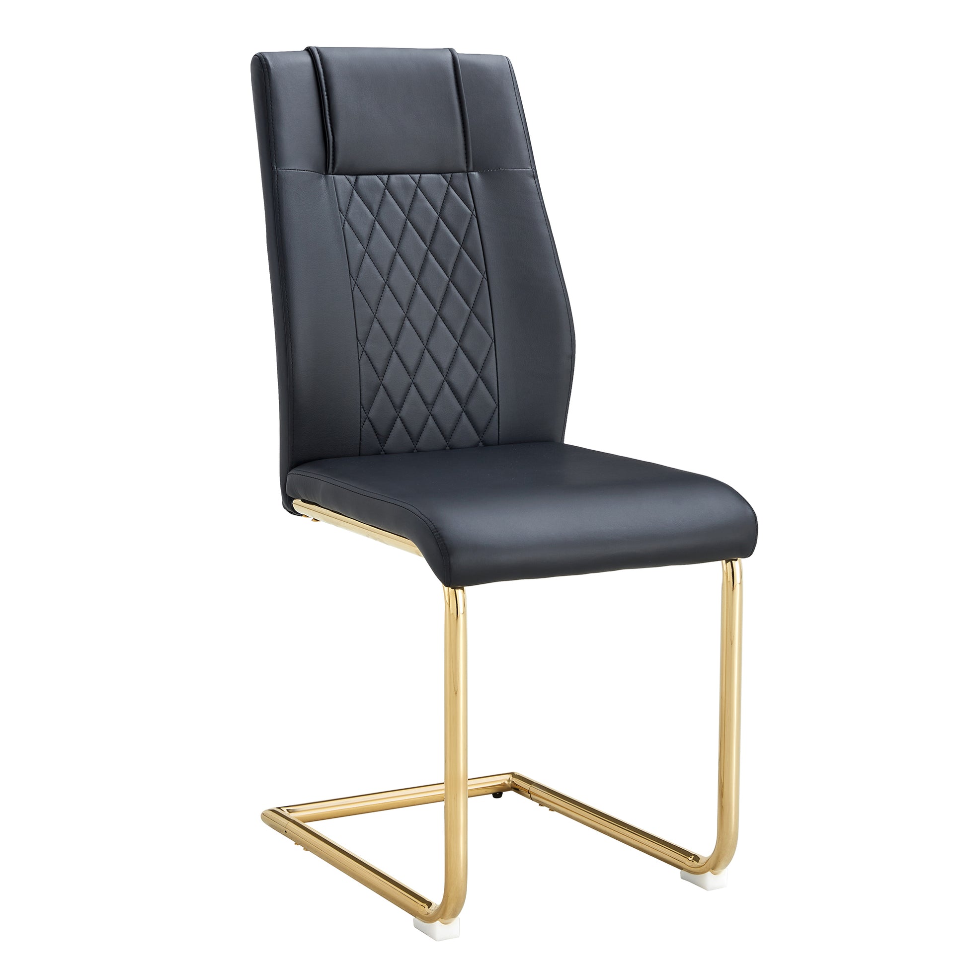 Modern Dining Chairs With Faux Leather Padded Seats, Dining Room Chairs, Gold Metal Leg Upholstered Chairs, Suitable For Kitchens, Living Rooms, Bedrooms, And Offices, Set Of 6 Black Pu Leather C 001 Black Pu