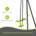 Xns008 Interesting Triple Children Metal Safe Swing Set 440Lbs For Outdoor Playground Three Seat Swing Black And Green For Age 3 Green Steel