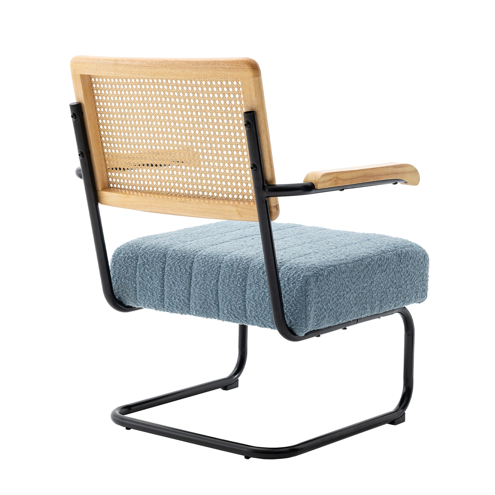 Coolmore Accent Chair Modern Industrial Slant Armchair With Metal Frame Premium High Density Soft Single Chair For Living Room Bedroom Light Blue Boucle