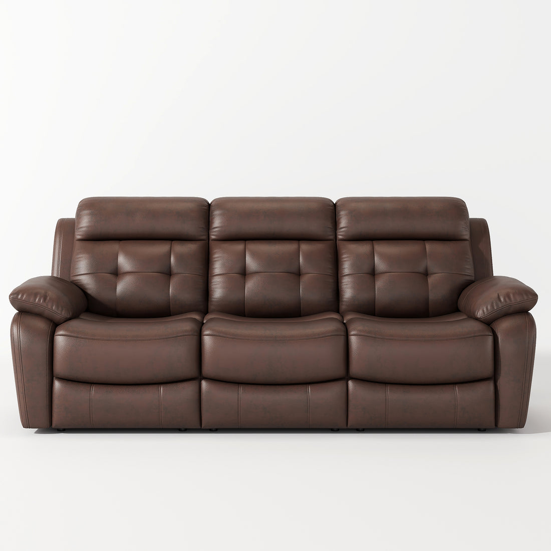 Genuine Leather Non Power Reclining Sofa With Drop Down Table,Stainless Steel Cupholders And Magazine Bag Brown Brown Primary Living Space American Design Foam Genuine Leather