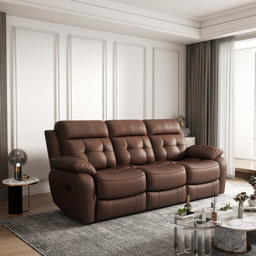 Genuine Leather Non Power Reclining Sofa With Drop Down Table,Stainless Steel Cupholders And Magazine Bag Brown Brown Primary Living Space American Design Foam Genuine Leather