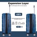 3 Piece Luggage Sets Pc Lightweight & Durable Expandable Suitcase With Two Hooks, Double Spinner Wheels, Tsa Lock, 21 25 29 Dark Blue Dark Blue Pc