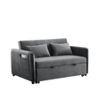 Convertible Sofa Bed, 3 In 1 Versatile Velvet Double Sofa With Pullout Bed, Seat With Adjustable Backrest, Lumbar Pillows, And Living Room Side Pockets, 54 Inch, Grey Brown Wood Primary Living Space Delicate Duty Eucalyptus 2 Seat Grey Velvet Soft Pillow