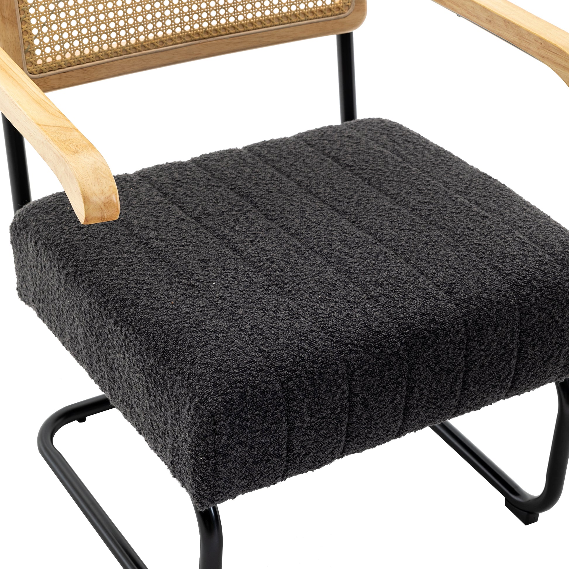 Coolmore Accent Chair Modern Industrial Slant Armchair With Metal Frame Premium High Density Soft Single Chair For Living Room Bedroom Carbon Black Boucle