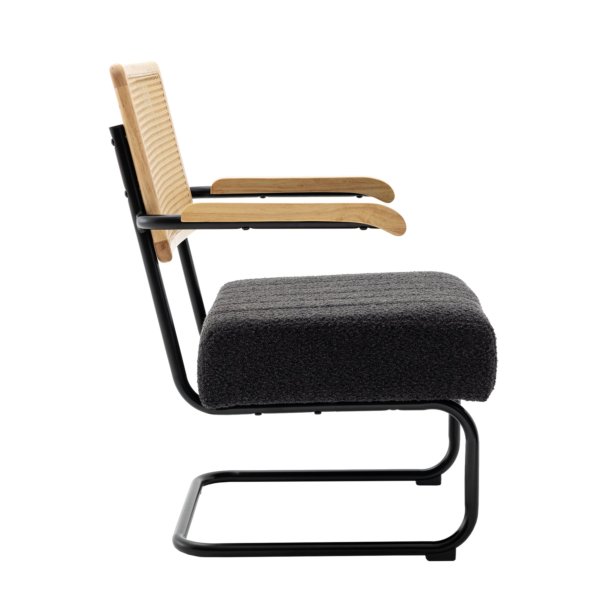 Coolmore Accent Chair Modern Industrial Slant Armchair With Metal Frame Premium High Density Soft Single Chair For Living Room Bedroom Carbon Black Boucle