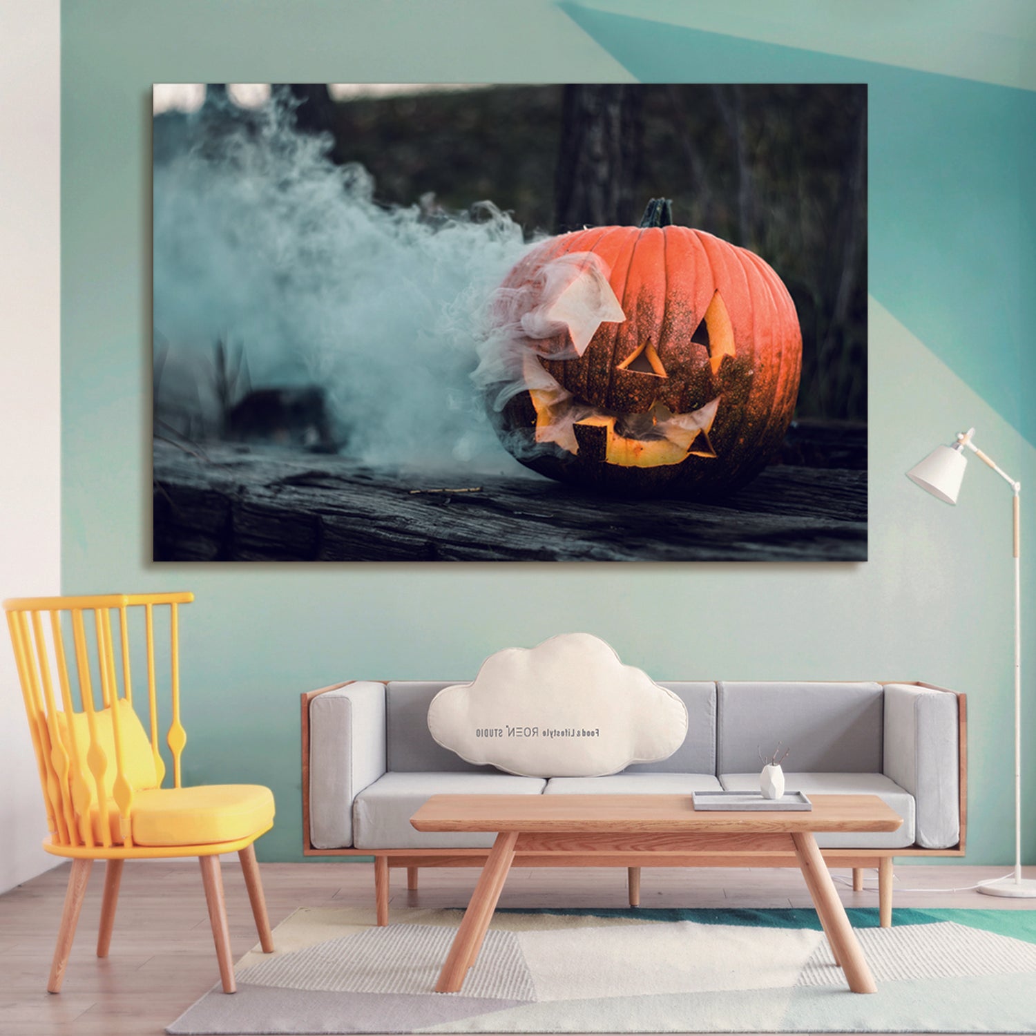 1 Pcs Drop Ping Framed Canvas Wall Art Decor Painting For Halloween, Skeleton With Jack O Lanterns Painting For Halloween Gift, 4028Inch Thickness 1.5Inch Rectangle Framed Multicolor Halloween Oversized 41In Canvas Cultures And Diasporas